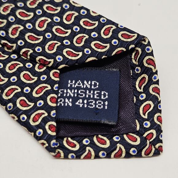 Vtg Polo Ralph Lauren Men Neck Tie Red Blue Silk Paisley Teardrop Designer 57" - Picture 6 of 6